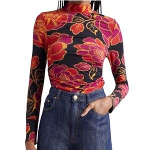 FARM Rio Shiny Chita Print Jersey Top Size XL in EUC
